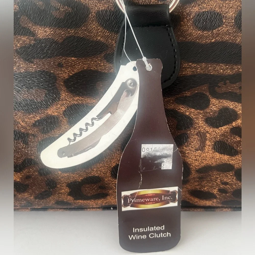 Primeware Wine Clutch Thermal Bag Cougar Animal Print Tote 750ml